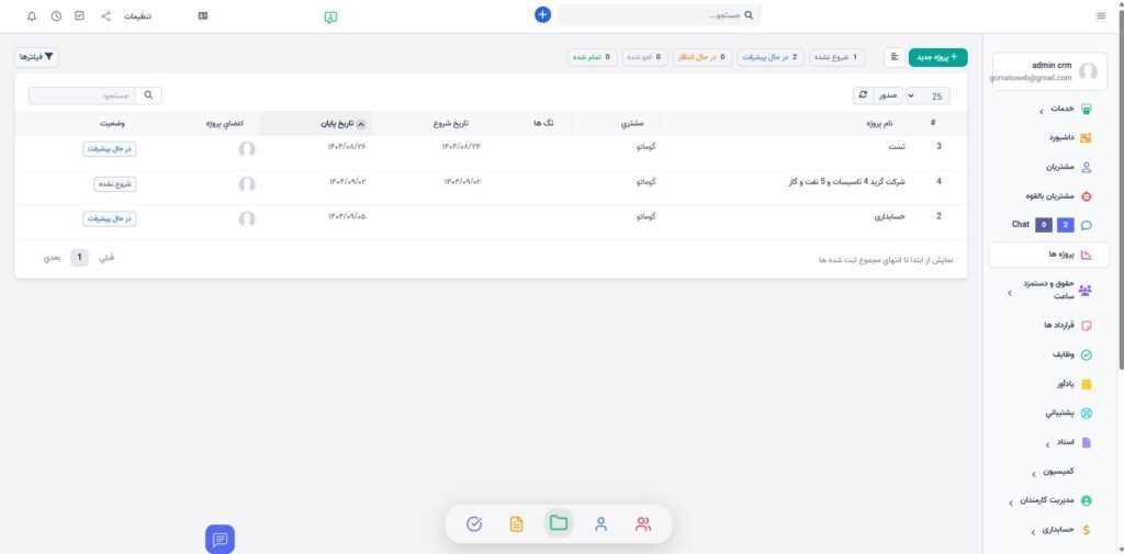 مدیریت پروژه‌ها، وظایف و قراردادها گوماتو