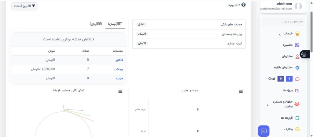 سیستم حسابداری مجزا: مدیریت مالی حرفهای و یکپارچه با CRM گوماتو